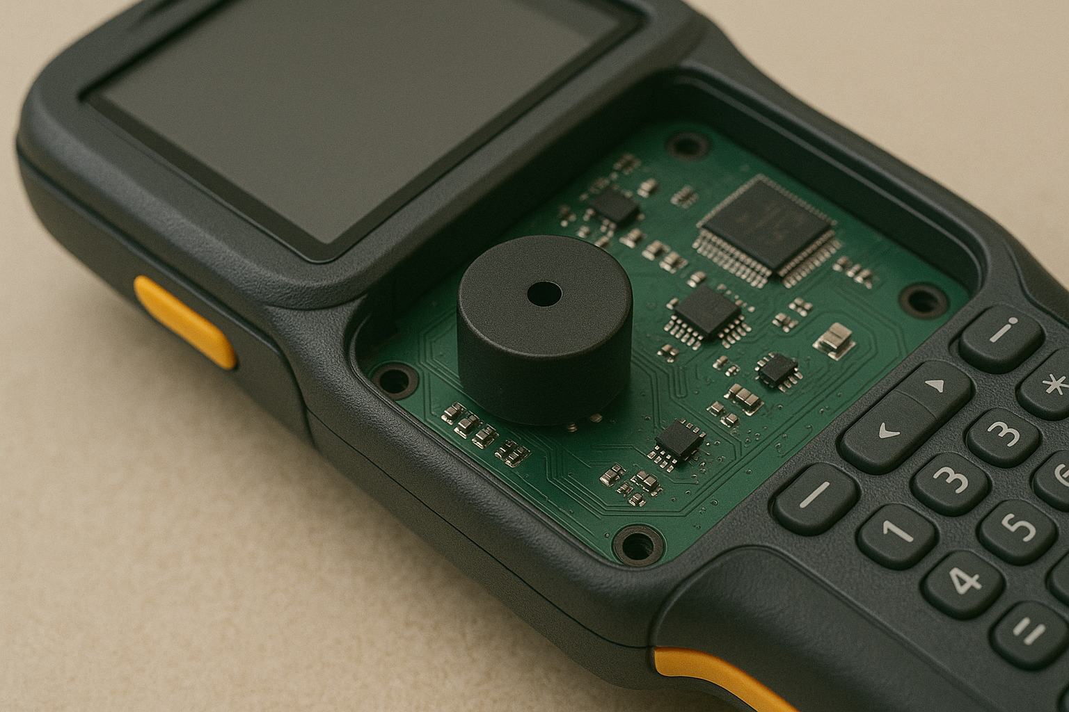 A multimeter showing voltage being supplied to a piezo buzzer